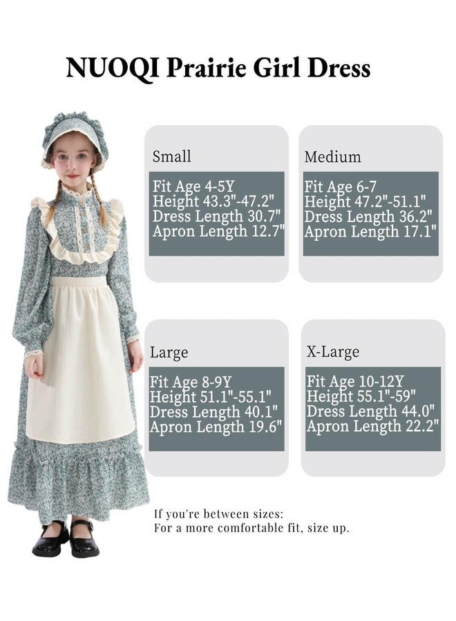 Nuoqi Prairie Dress Girls Colonial Pioneer Costume 1800s Victorian Dress for Girls 8-9, Blue - Image 5